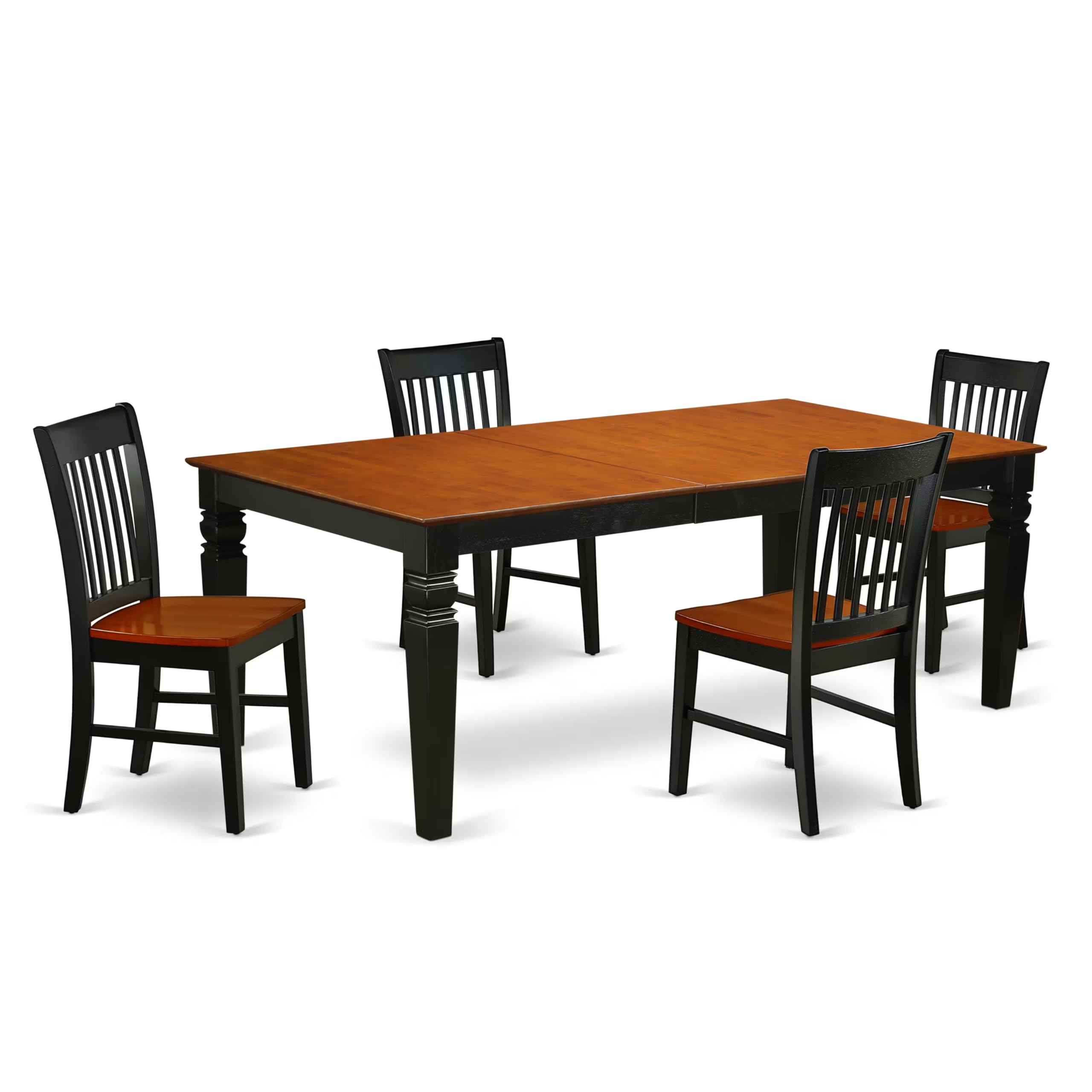 East West Furniture Lgno5-Bch-W 5 Piece Dining Room Table Set Includes A Rectangle Wooden Table With Butterfly Leaf And 4 Kitchen Dining Chairs, 42X84 Inch, Black & Cherry