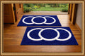 DAJ Blue and White Circle Design Door Mat, Set of 2, 16x24 Inch,Floor Rug for Entrance