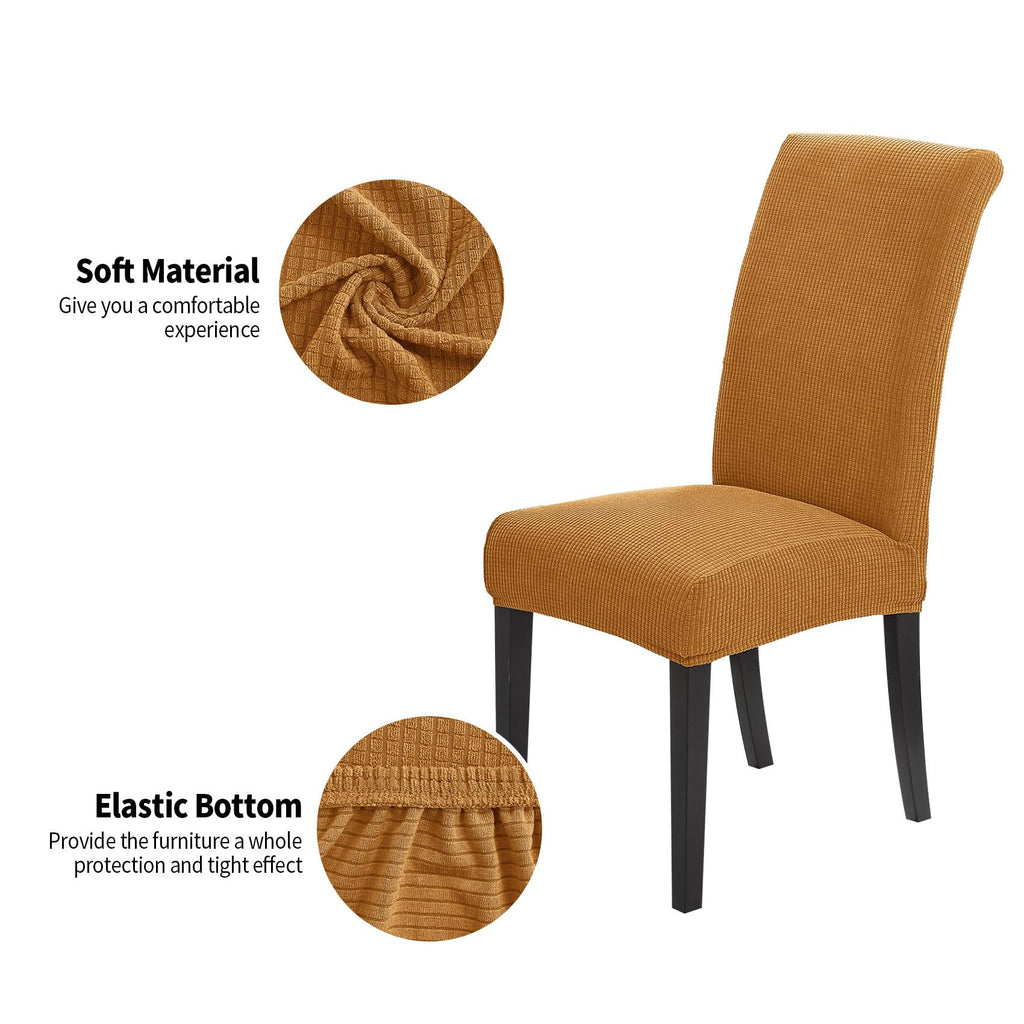 Joccun Chair Covers For Dining Room Set Of 2,Water Repellent Dining Chair Slipcovers Stretch Dining Room Chair Covers Seat Protector,Washable Parsons Chair Cover For Home,Hotel,Banquet(Gold,2 Pack)