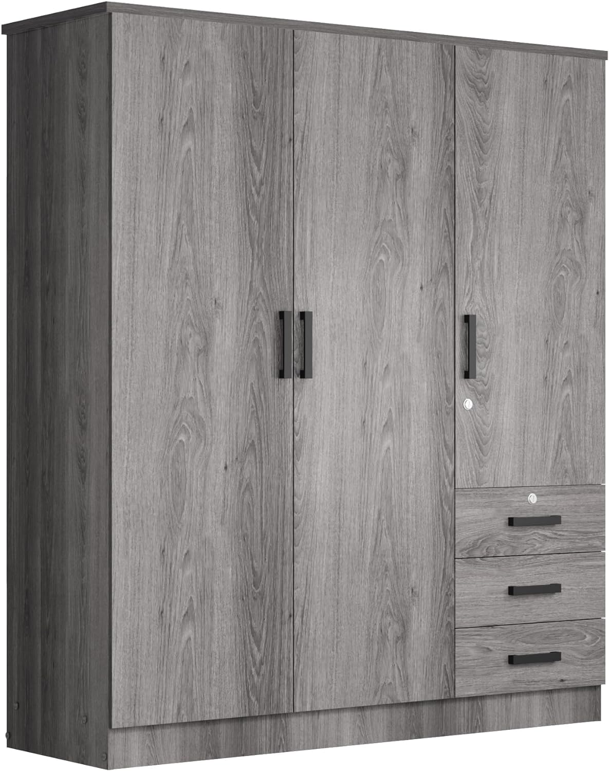 Violet Wardrobe Closet 3 Doors and 3 Drawers (Grey)