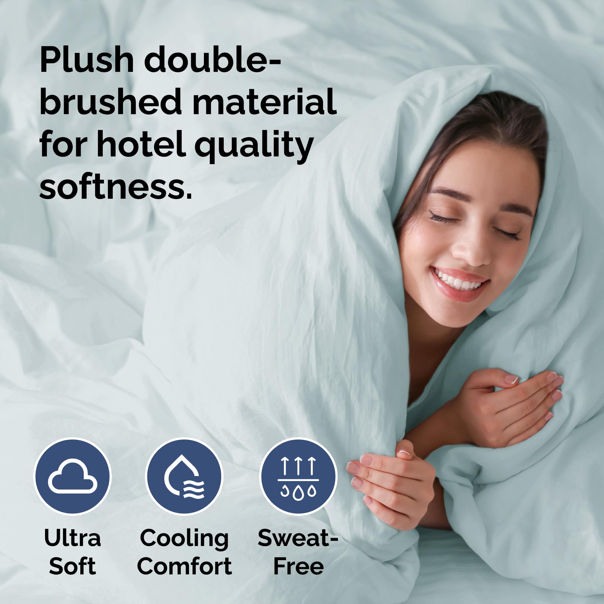 Duvet Cover Queen Size Set - Extra Soft Queen Size Duvet Cover - 90' X 90' Queen Duvet Cover W/ 2 Pillow Shams - Easy Care & Fade Free - Hotel Luxury Duvet Cover W/ Zipper Closures & Ties (Ice Blue)
