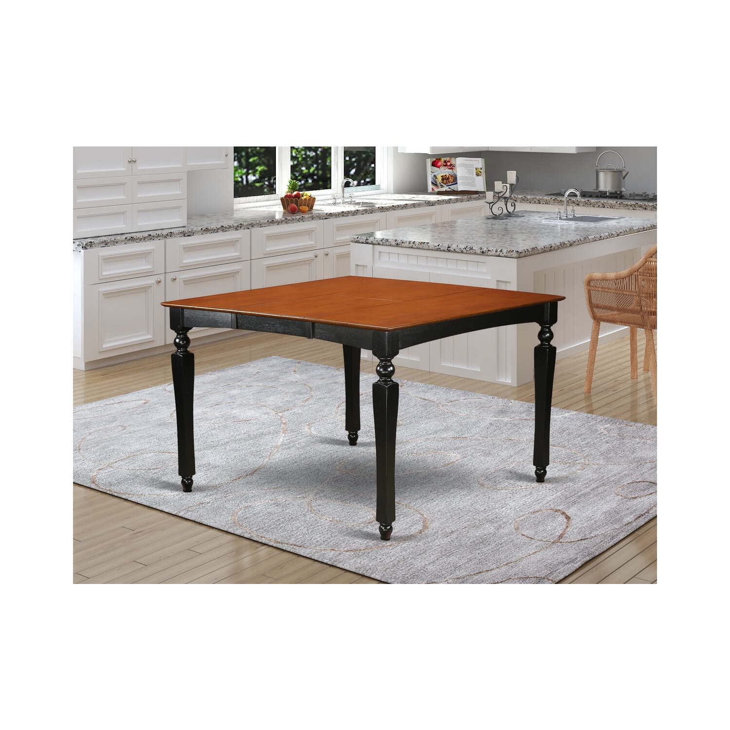 East West Furniture CHT-BLK-T Chelsea Gathering 54" Square Counter Height Dining Table with 18" Butterfly Leaf in Black Finish
