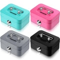 Tandefio 4 Pieces Small Money Box with Lock Metal Cash Box Piggy Bank with Lock and Slot 4.5 x 3.3 x 2 Inch Metal Coin Bank Gift