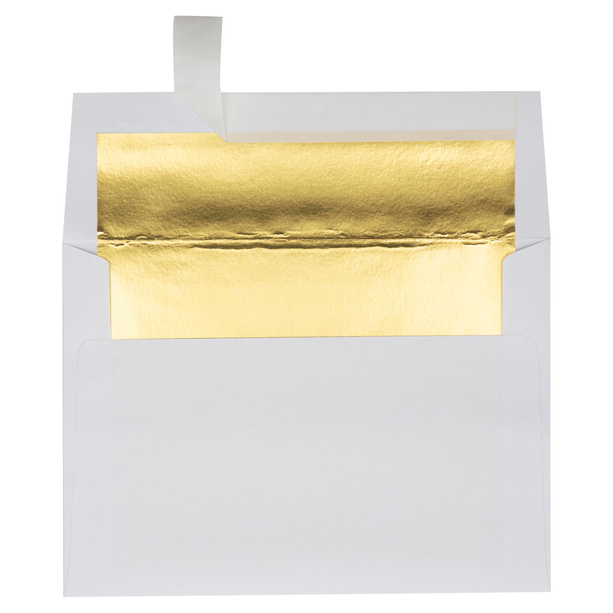 Luxpaper A7 Foil Lined Invitation Envelopes | Peel & Press | 5 1/4' X 7 1/4' | White W/Gold Lux Lining | 60Lb. Text | 50 Qty