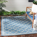 SAFAVIEH Courtyard Collection Area Rug - 53 x 77, Blue & Beige, Trellis Design, Non-Shedding & Easy Care, Indoor/Outdoor & Was