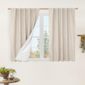 LAMIT 100% Blackout Linen Curtains for Cafe, 40 Inch Length Linen Textured Thermal Drapes Back Tab and Rod Pocket Neutral Panels