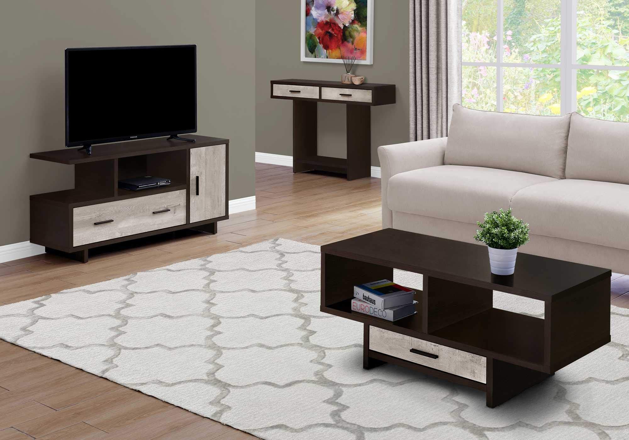 HomeRoots Decor 15.5-inch x 47.25-inch x 23.75-inch Cappuccino/Taupe Reclaimed Wood Look - Tv Stand