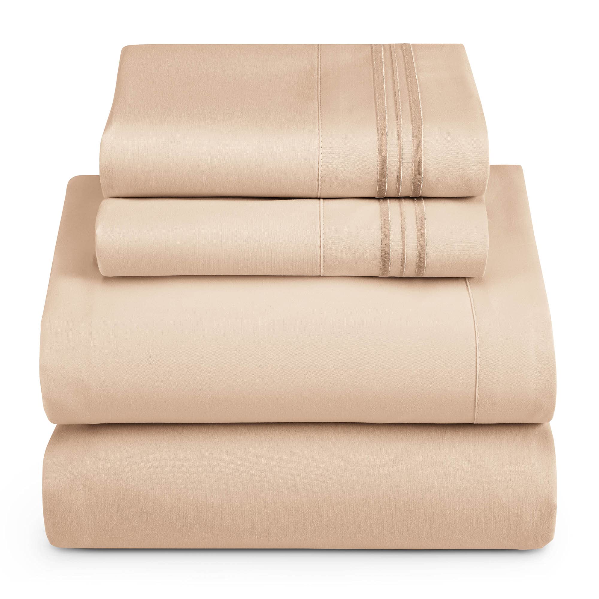 Hearth & Harbor Twin Xl Size Sheets - 3 Piece Bed Sheet Set, Hotel Luxury Double Brushed Bed Sheets - Extra Soft Bedding Sheets & Pillowcases, Twin Xl, Taupe