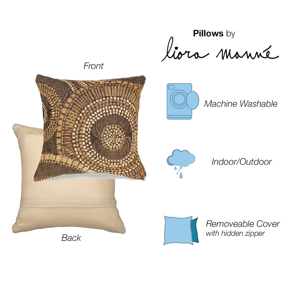 Liora Manne Marina Indoor/Outdoor Power Loomed Easy Care Pillows, 12' X 18', Circles Brown