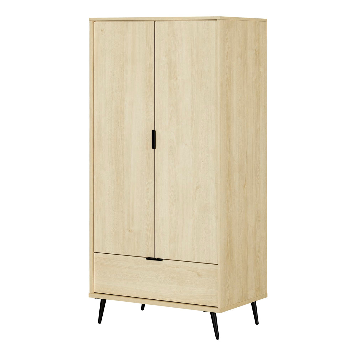 South Shore Furniture Oxford Wardrobe Armoire with Doors and Drawer, Bleached Oak