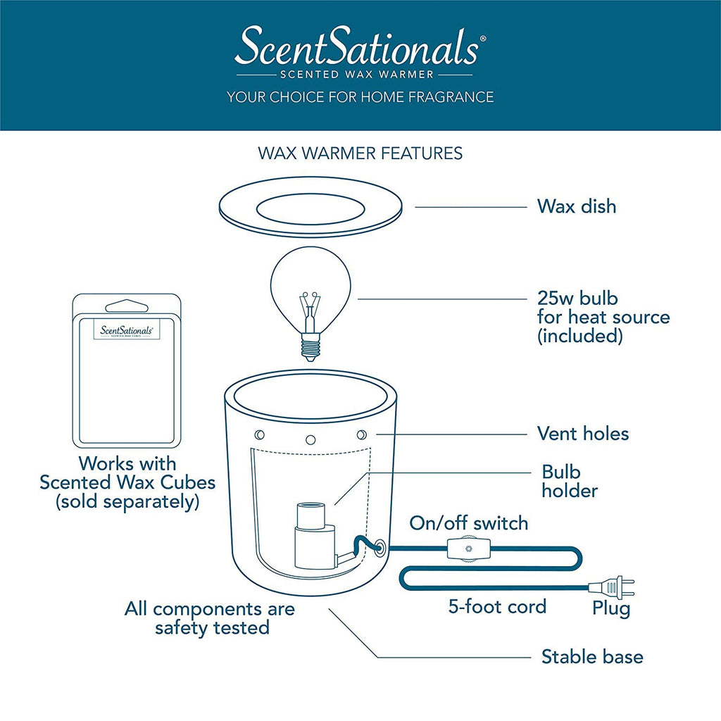 Scentsationals Wax Warmer, Scented Wax Cube Melter, Flower Electric Fragrance Burner, Wickless Candle Air Freshener, Full Size H