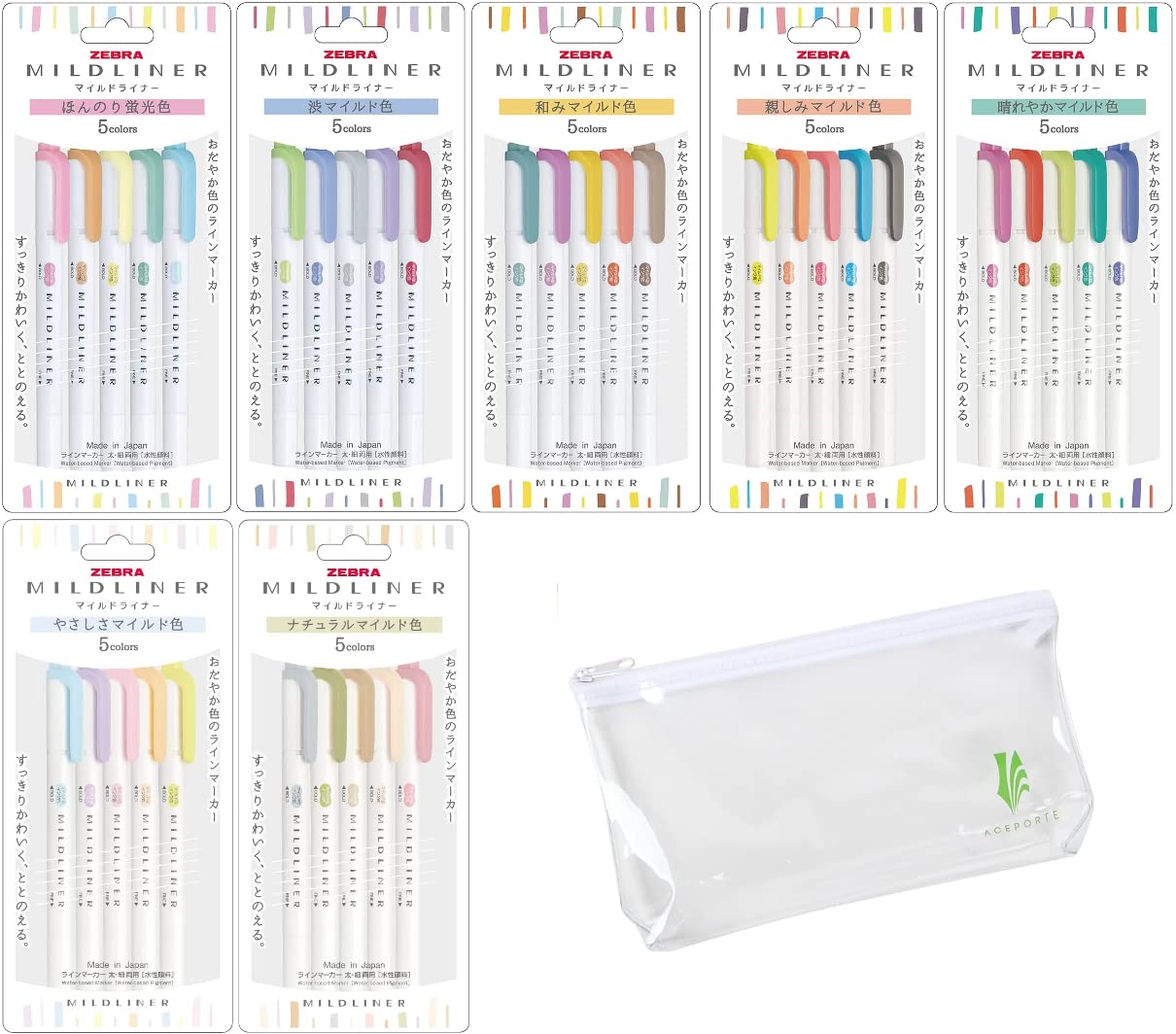 ZEBRA MILDLINER Highlighter Pen Markers, 35 Color Full Range Set, WKT7 Series