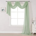 DONREN 288 Inches Extra Long Sage Green Sheer Window Scarf Valance - Luxury Soft Semi Sheer Scarf for Window Wedding Arch Sheer 