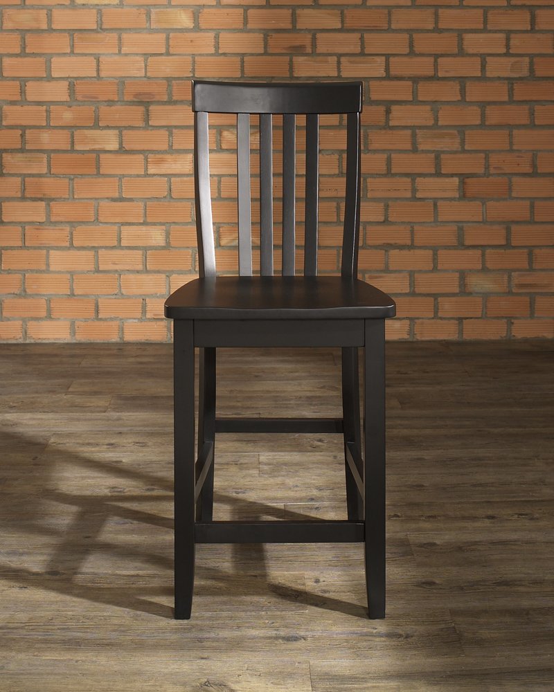 Crosley Furniture 3-Piece Bar Table with 2 School House Counter Height Bar Stools, Black