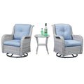 Belord Outdoor Swivel Rocker Patio Chairs Set Of 3, High Back Swivel Patio Chairs Wicker Furniture Set, 2 Pcs Rattan Swivel Rocking Chair With Side Table, Light Grey Wicker