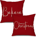 Christmas Throw Pillow Covers 16X16 Inch Set Of 2 Merry Christmas Farmhouse Decorations Believe Holiday Decor Throw Cushion Case
