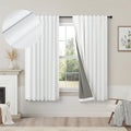 Short Blackout Curtains 54 Inch Length 2 Panels for Bedroom White Linen Textured Black Out Country Farmhouse Curtains for Small 