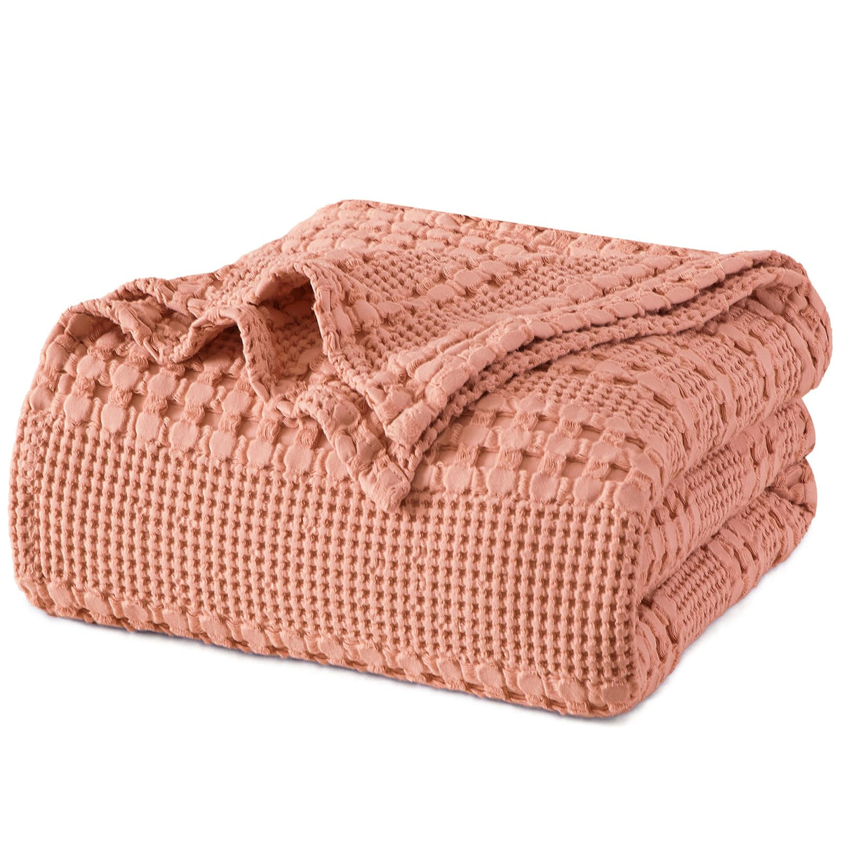 Phf 100% Cotton Waffle Weave Blanket King Size, Lightweight Washed Cotton Blanket For Spring & Summer - 108'X90' Aesthetic Sof
