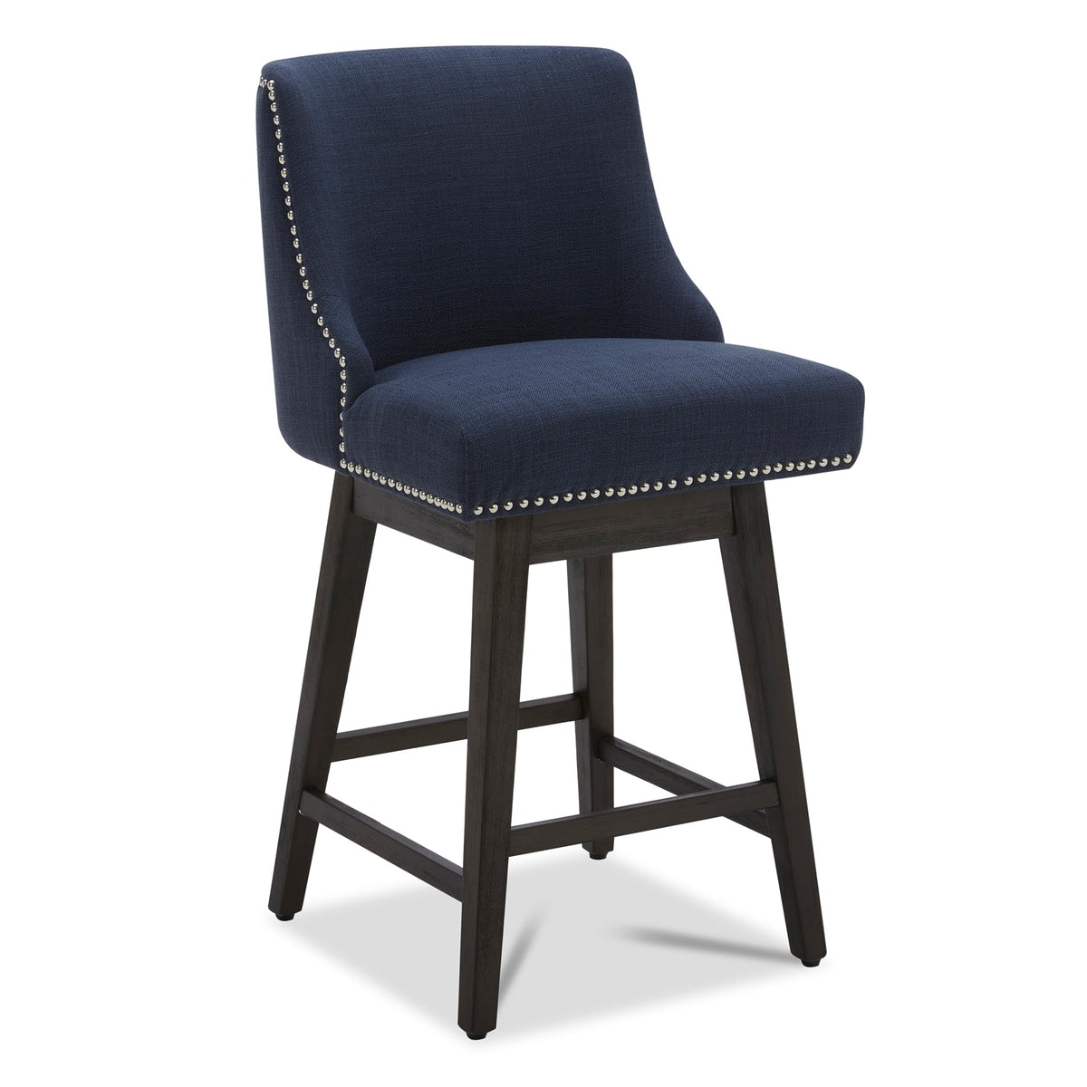 Chita Counter Height Swivel Barstool, Fsc Certified 26' H Seat Height Upholstered Bar Stool, Performance Fabric In Insignia Blue