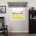 VHC Brands Annie Buffalo Check Cotton Farmhouse Kitchen Curtains Rod Pocket Hanging Loops Ruffling 16x60 Valance, Black Country