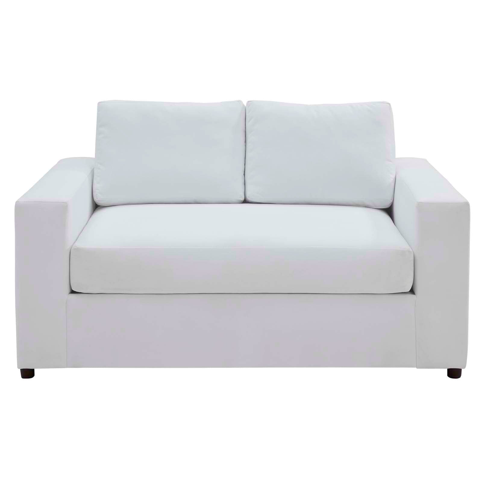 Modway Avendale Velvet – Made In The Usa With Bench Seat Cushion, Loveseat, Dove White