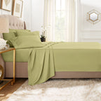Clara Clark Cal King Sheets, 6 Piece Set - Hotel Luxury Sheets For Cal King Size Bed, Super Soft Bedding Sheets & Pillowcases, Cal King Size Sheets, Sage Green
