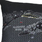 HomeRoots Grey 24' Black Pittsburgh Nighttime Skyline Lumbar Decorative Pillow