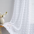 Dancurton White Semi Sheer Curtains 63 Inch Length 2 Panels For Bedroom Back Tab White Pom Pom Tufted Curtains Farmhouse Boho Sh