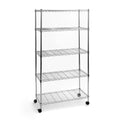 Seville Classics 5-Tier Steel Wire Shelving with Wheels, 30 W x 14 D x 60 H, Plated Steel