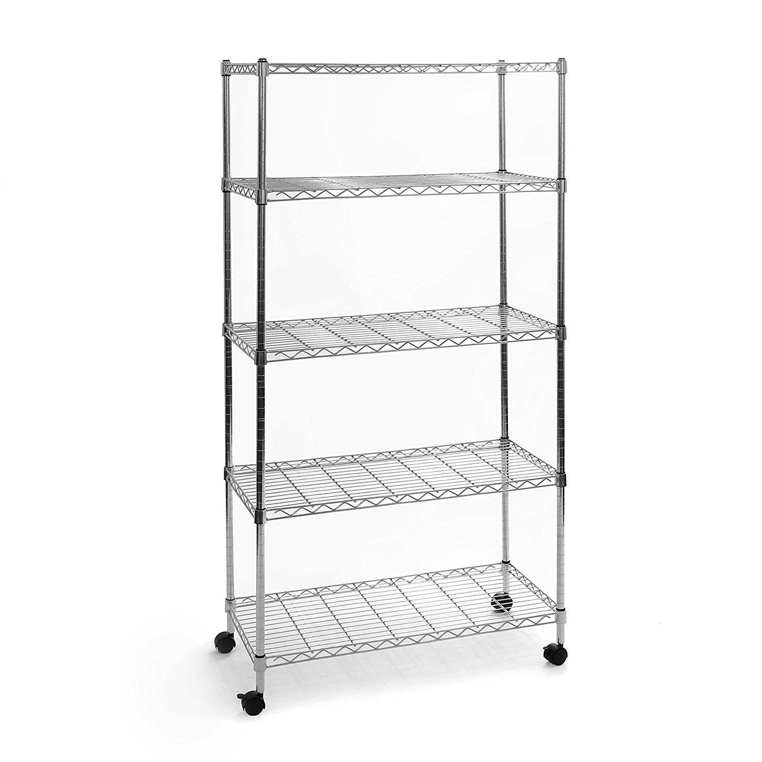 Seville Classics 5-Tier Steel Wire Shelving with Wheels, 30 W x 14 D x 60 H, Plated Steel