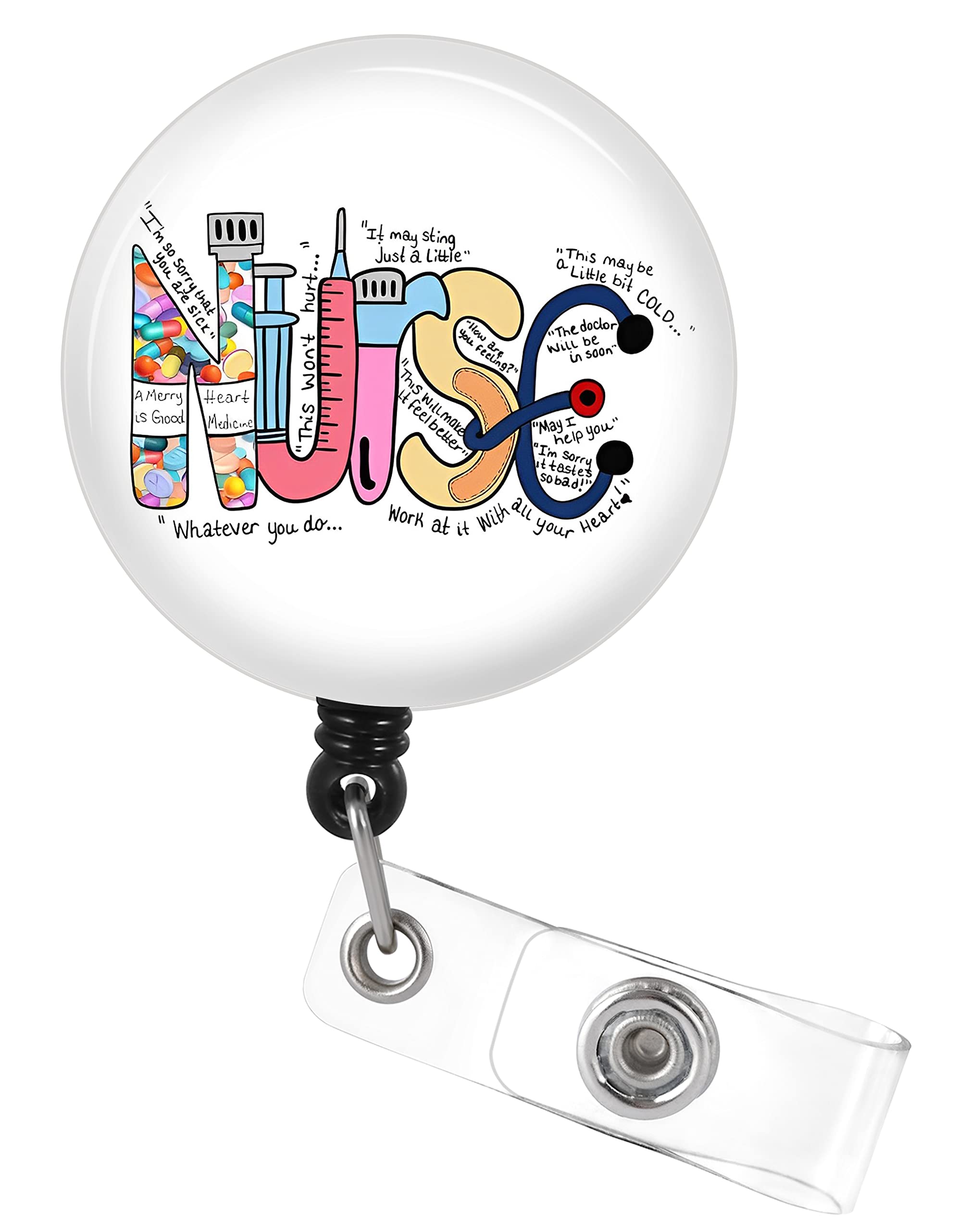 Plifal Badge Reel Holder Retractable With Id Clip For Nurse Name Tag Card Unique Rn Lpn Nursing Doctor Medical Work Office Allig
