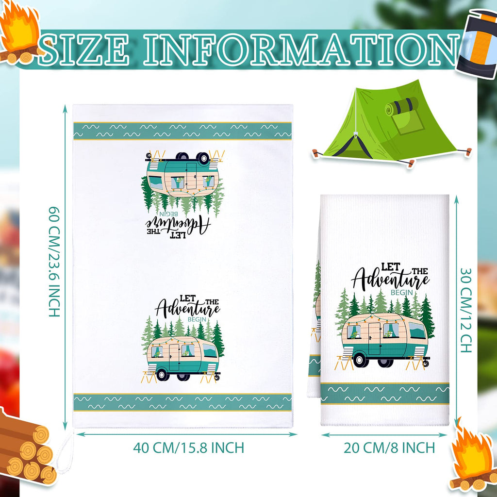 Set Of 6 Camping Kitchen Towels White Absorbent Dish Towels Bonfire Tent Car Tea Towels 24 X 16 Inches With Funny Sayings Novelt