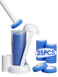 LEGUO Disposable Toilet Brush System, Toilet Bowl Cleaning Wand with LifttoOpen Refill Case, Blue Refill Heads and Freestandin