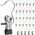 Senbowe 30 Pack Heavy Duty Clothes Pins, Boot Hangers for Closet, Laundry Hook Hanging Clips Clamps for Closet Organizer Pants H