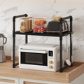 Home Cube 2 Tier Microwave Stand With Storage Shelves, Kitchen Countertop Organiser With Hooks, Kitchen Storage Rack, BakerS Ra