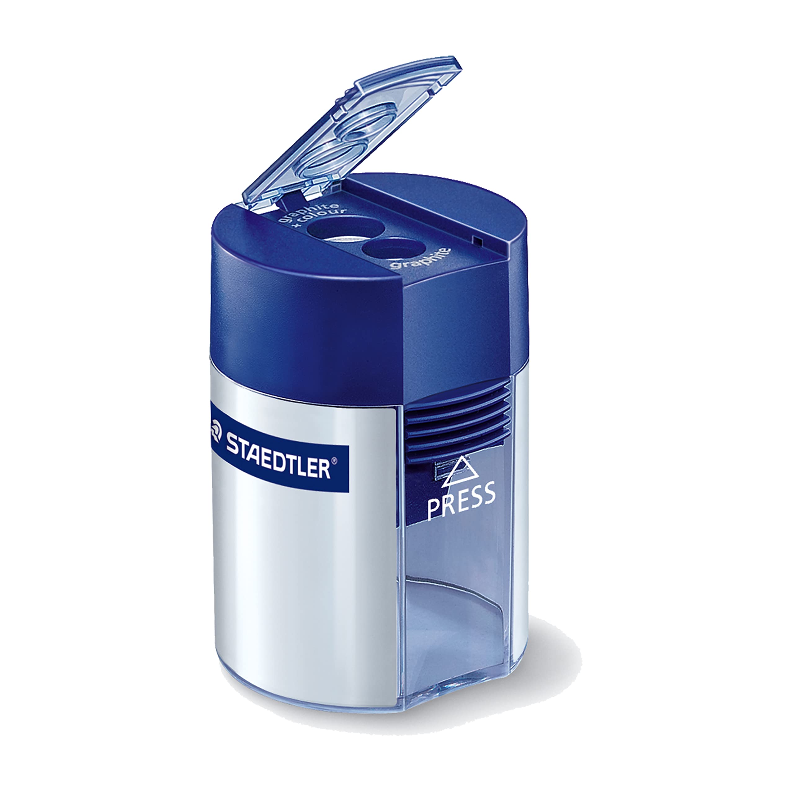Staedtler Metal Double Hole Sharpener With Tub, 512001Bk By Staedtler