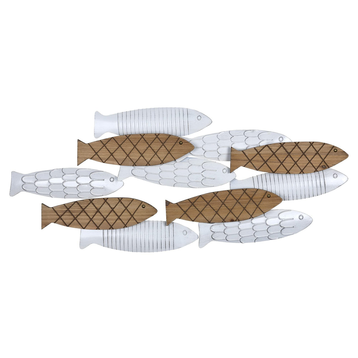 HomeRoots Multi 70% MDF Wood Veneer 30% Metal Wood and Metal Fish Shaped Wall Art