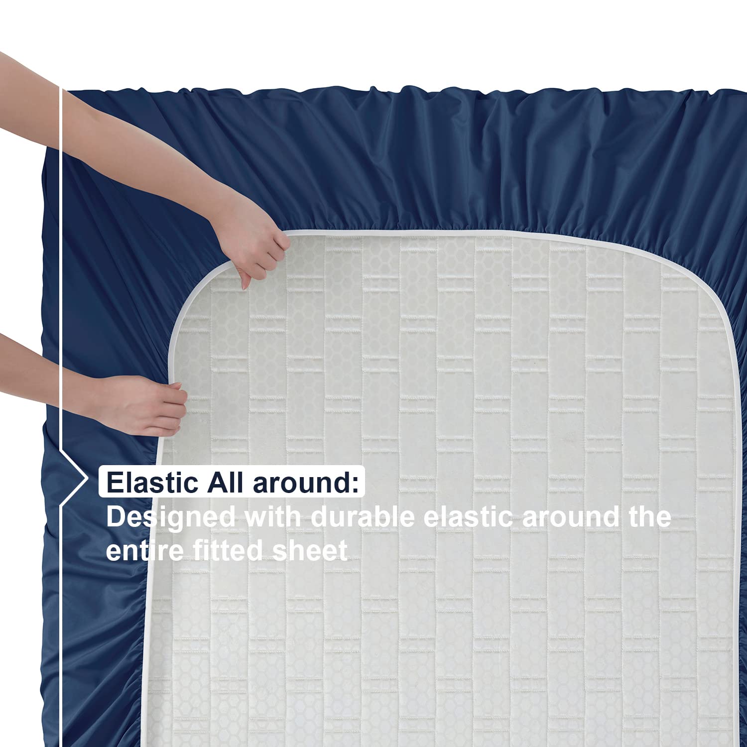 Nestl Full Size Sheet Sets - 4 Piece Full Size Sheets, Deep Pocket, Hotel Luxury, Extra Soft, Breathable And Cooling, Navy Blue Bed Sheets For Full Size Mattress