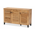 Baxton Studio Coolidge Modern and Contemporary Oak Brown Finished Wood 3-Door Shoe Storage Cabinet