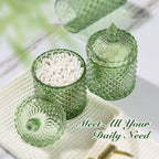 Rytoxilo Green Bathroom Accessories Set, 4 Pack Olive Green Bathroom Decor Accessory Sets Complete, Diamond Glass Soap Dispenser