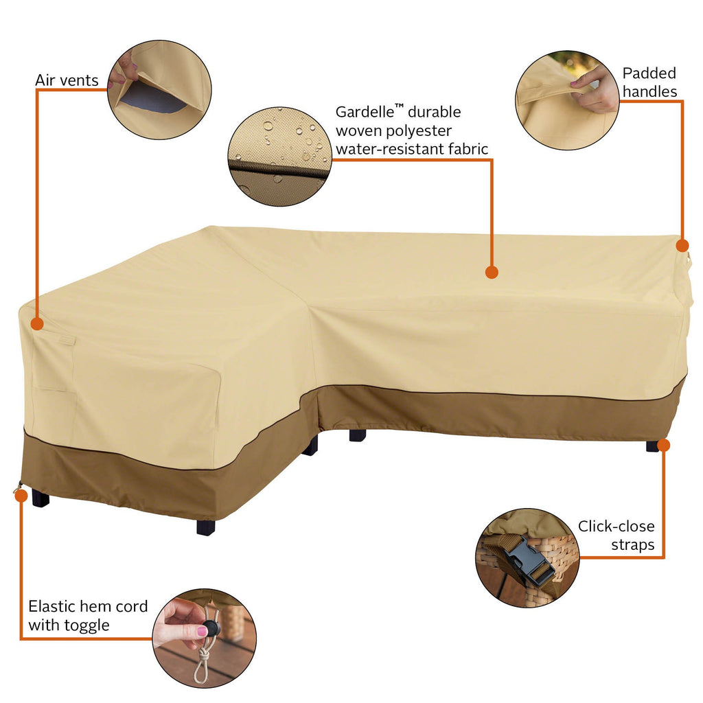 Classic Accessories Veranda Water-Resistant 115 Inch Patio Left-Facing Sectional Lounge Set Cover, Patio Furniture Covers