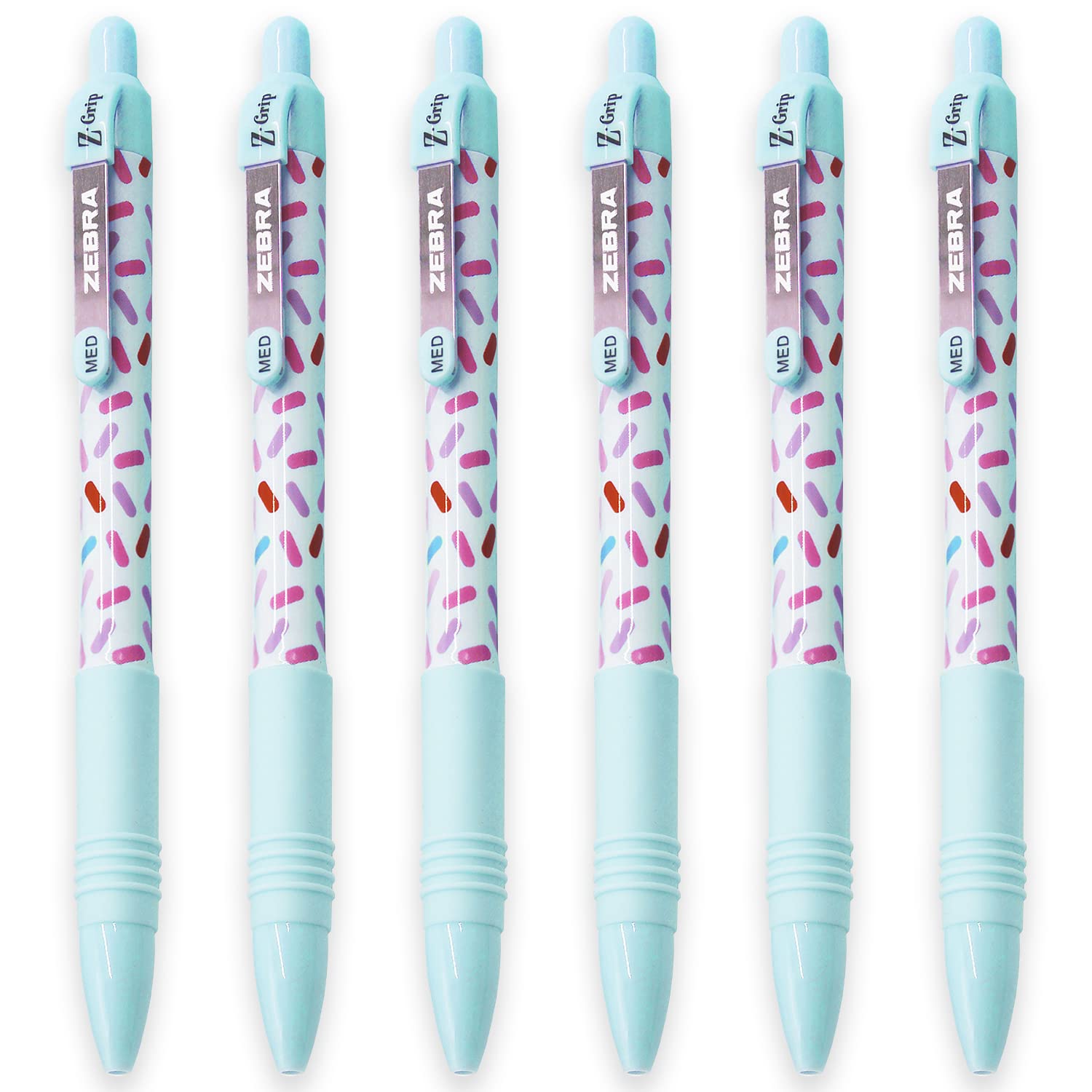 Zebra Z-Grip Smooth - Retractable Ballpoint Pen - Pack Of 6 - Black Ink - Sweetie Blue Barrel Design