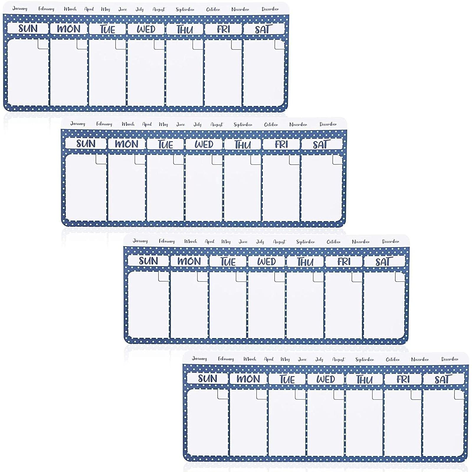 Juvale Magnetic Fridge Calendar, Dry Erase (11 X 4.2 In, 4 Pack)