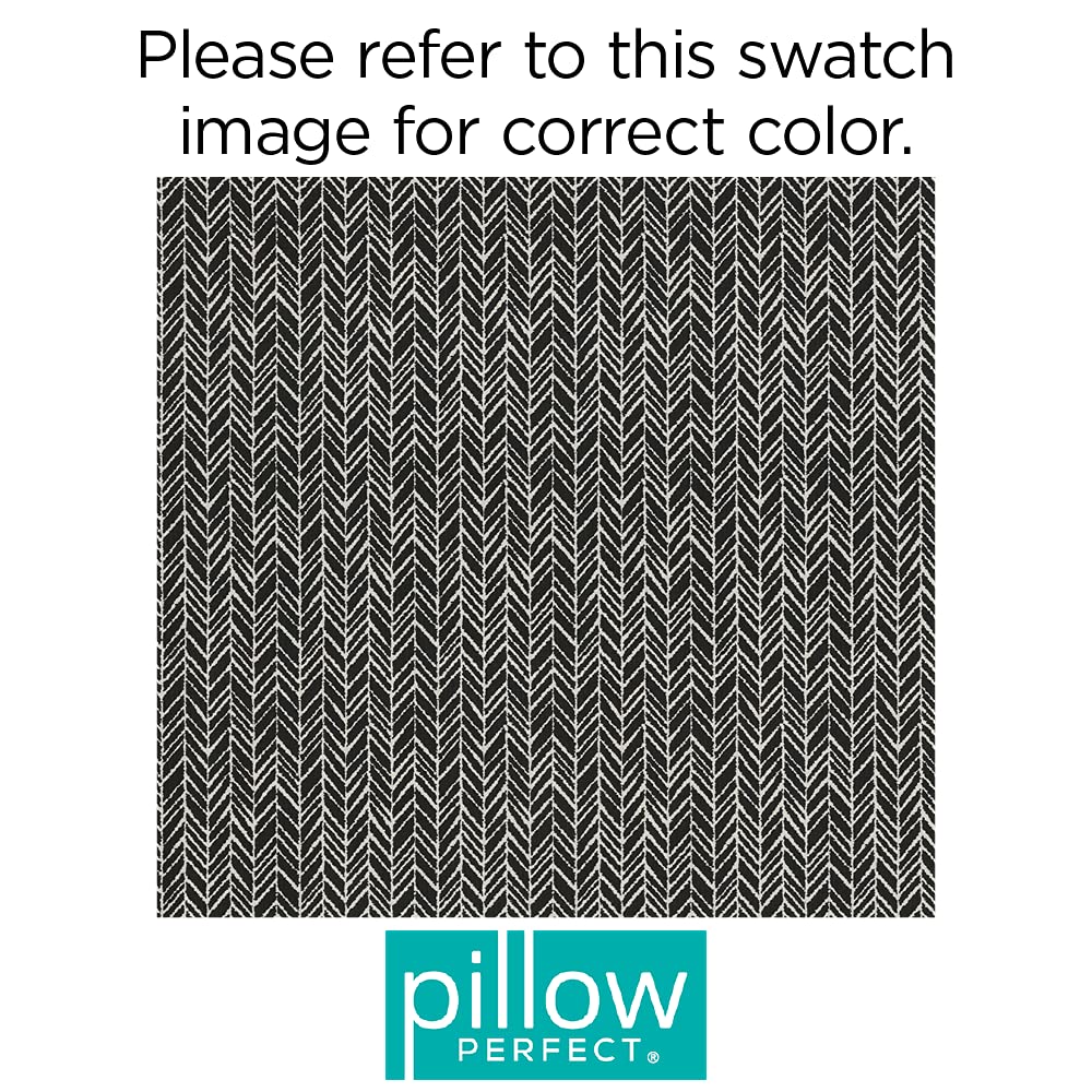Pillow Perfect - 625256 Outdoor/Indoor Herringbone Night Chair Pads, 15.5' X 14.5', 2 Pack