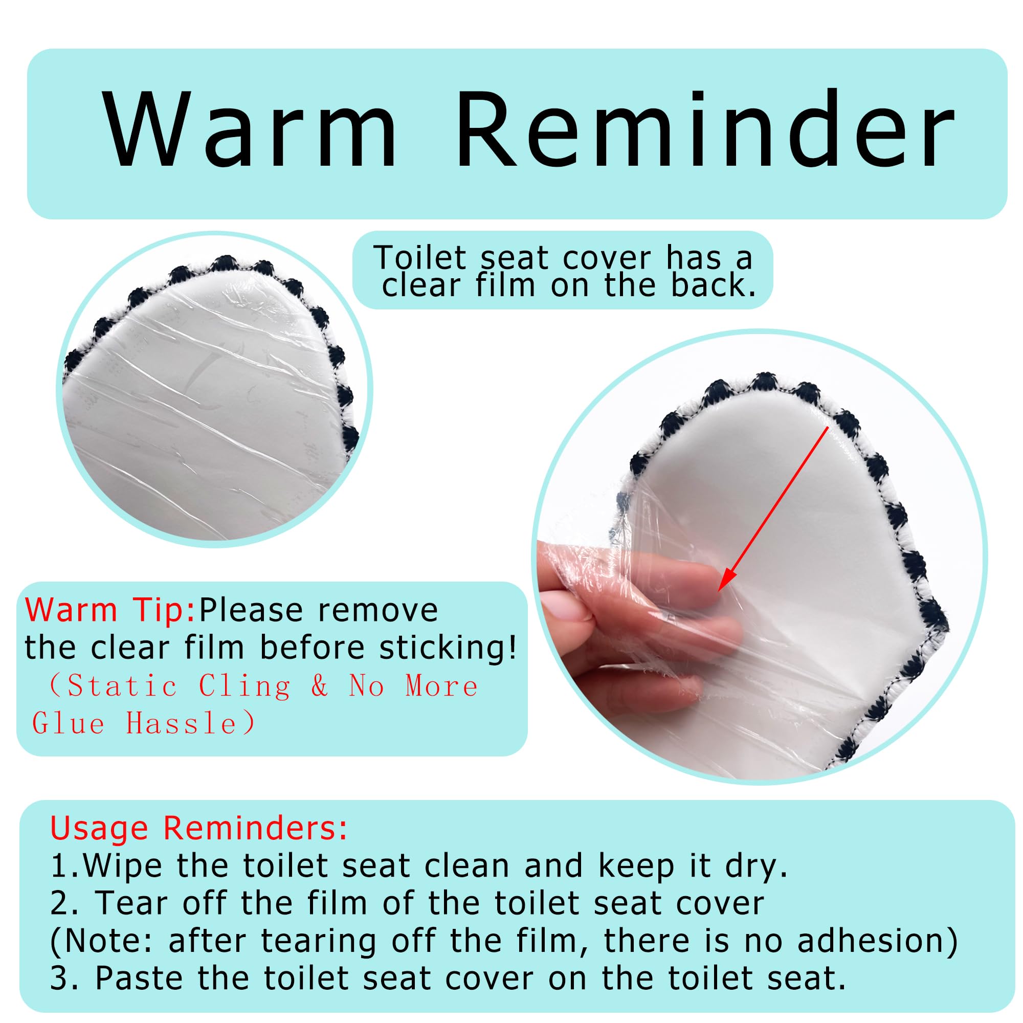 2Pairs Warm Toilet Seat Cover Mat Plush Thick Toilet Seat Padded Non Slip Soft Toilet Seat Cushion Washable Bathroom Warmer Stat