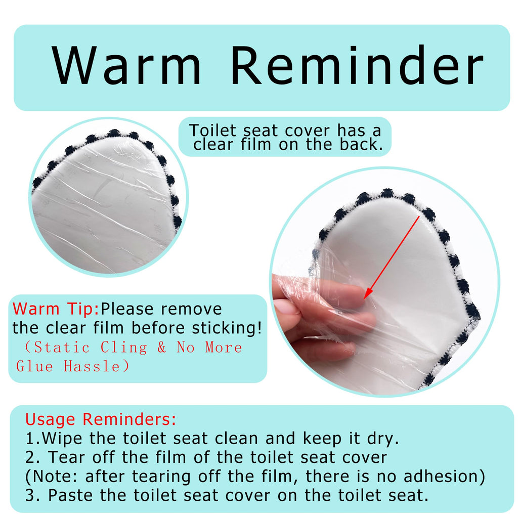 2Pairs Warm Toilet Seat Cover Mat Plush Thick Toilet Seat Padded Non Slip Soft Toilet Seat Cushion Washable Bathroom Warmer Stat