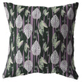 HomeRoots Purple and Dark Green 18â€ Black Purple Fall Leaves Suede Throw Pillow