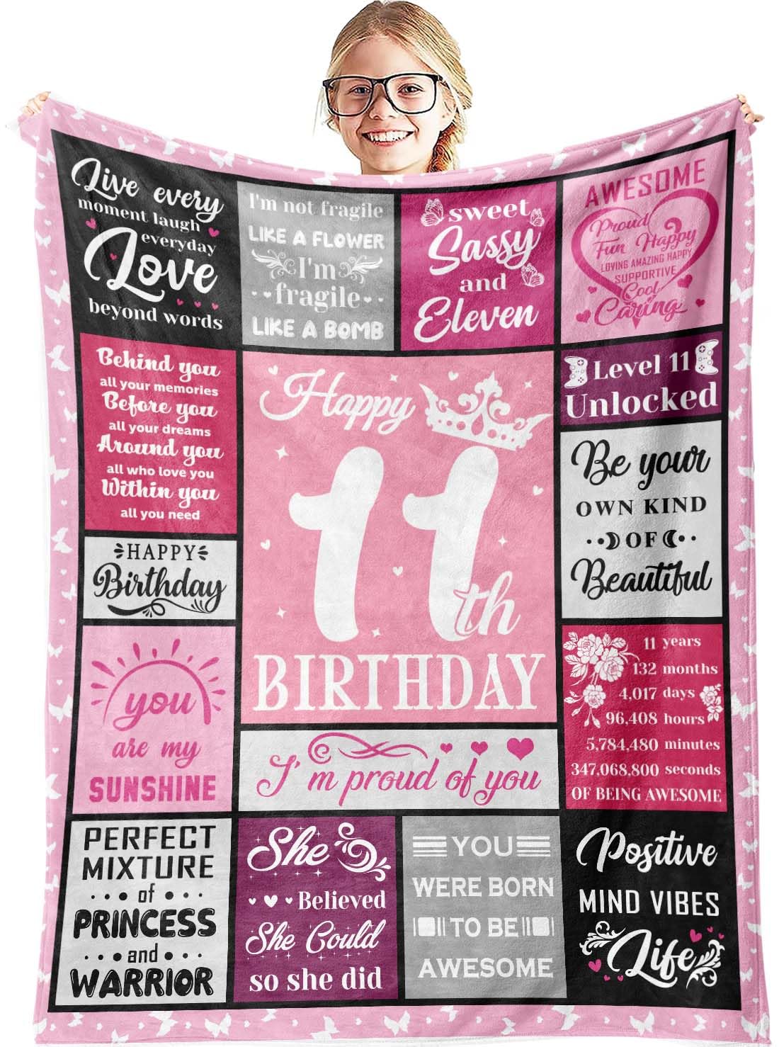 Hocgiwd Gifts For 11 Year Old Girls, 11 Year Old Girl Gift Ideas Blanket, Birthday Gifts For 11 Year Old Girls, 11 Year Old Girl