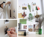 20 Pack Mini Self Adhesive Clips For Pictures - Beige Wood Clip Photo Holders For Wall, Poster Hanger, Photo Cards Hanging Displ