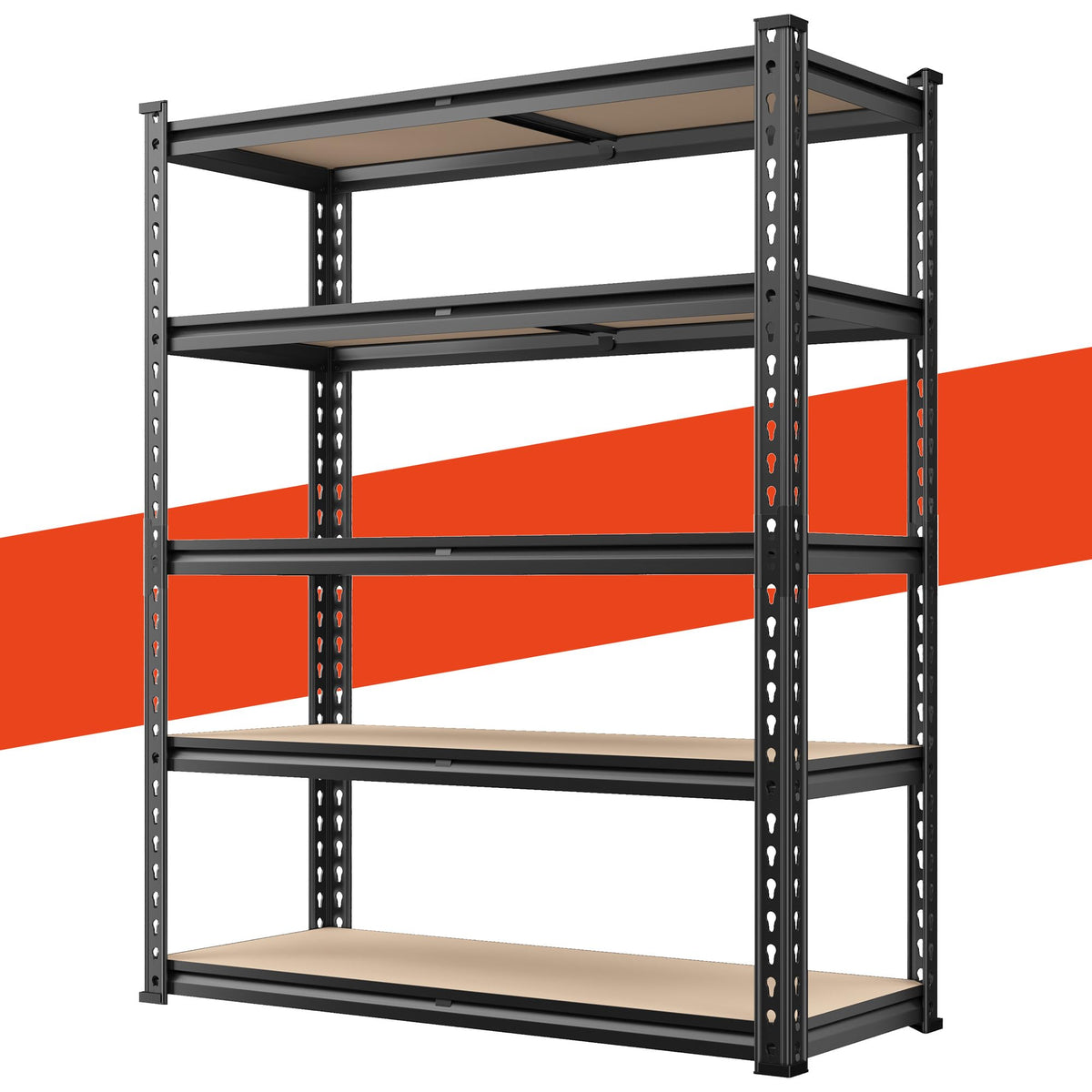 REIBII 72'' Garage Shelving Heavy Duty Storage Shelves 2000LBS Garage Shelves 5 Tier Metal Storage Shelving Unit Adjustable Gara